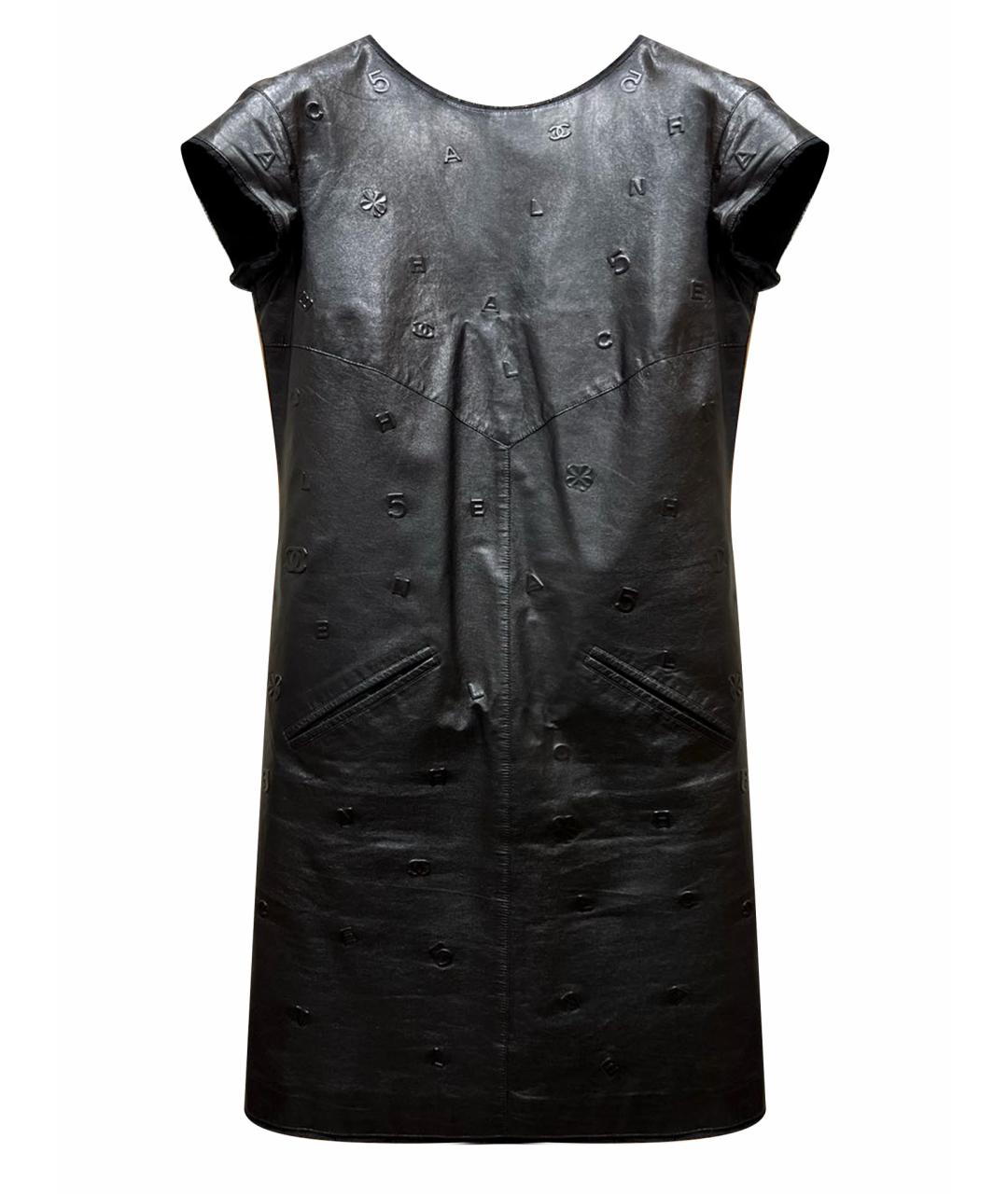 CHANEL PRE-OWNED Черное кожаное платье, фото 1