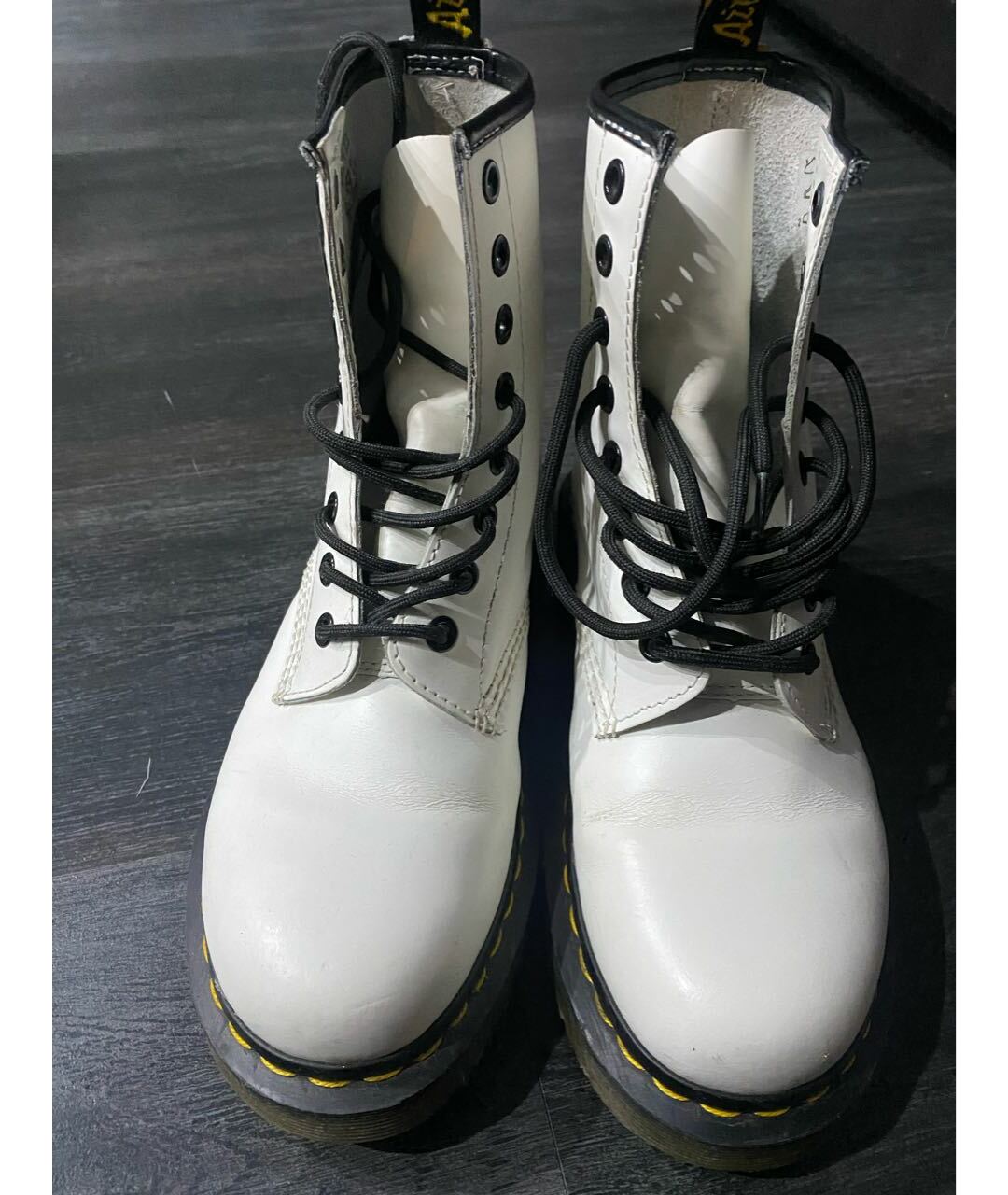 DR. MARTENS Белые кожаные ботинки, фото 2