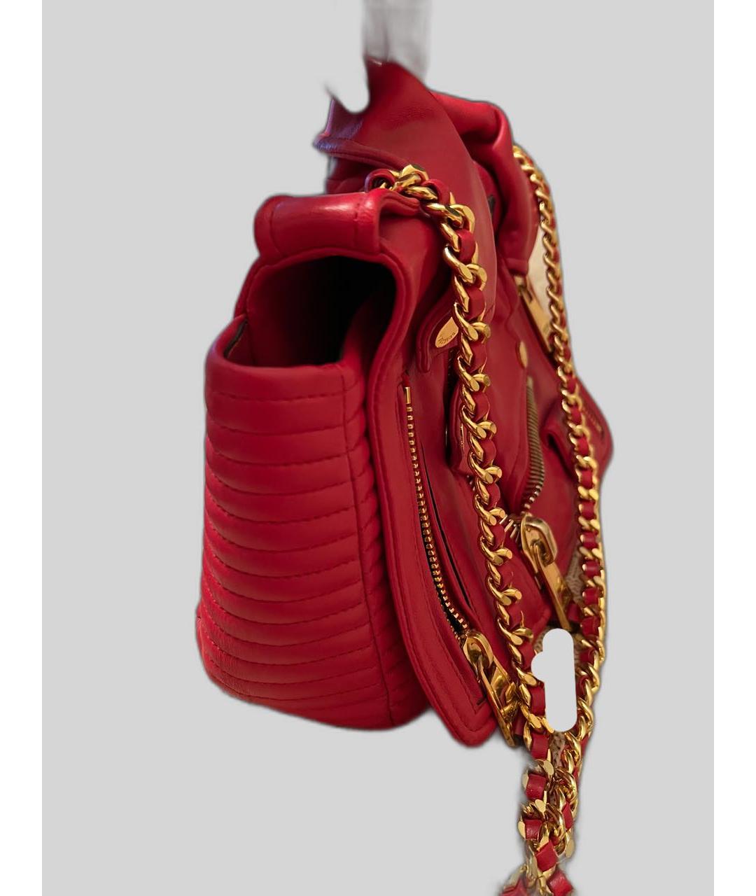 MOSCHINO Красная кожаная сумка через плечо, фото 2