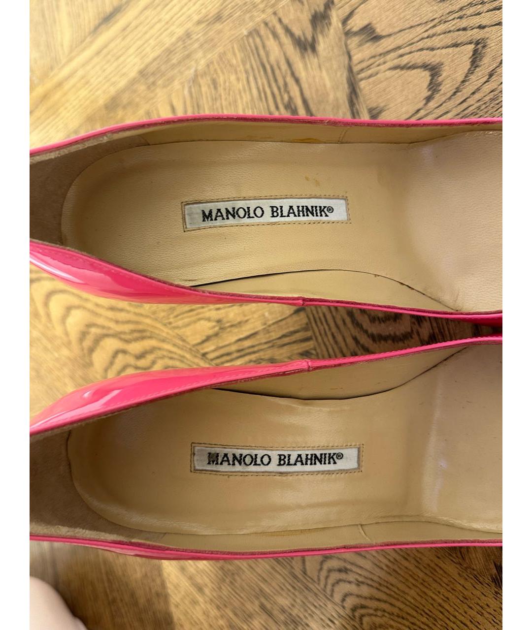 MANOLO BLAHNIK Розовые туфли из лакированной кожи, фото 5