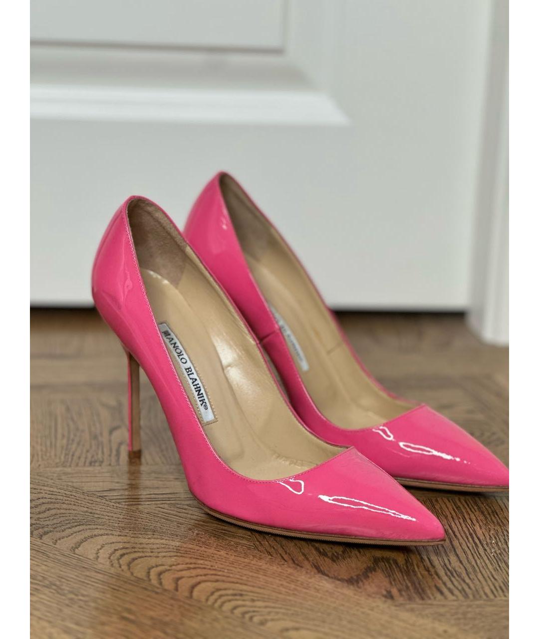 MANOLO BLAHNIK Розовые туфли из лакированной кожи, фото 6