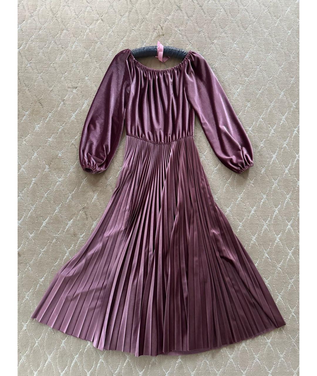 VALENTINO Бордовое полиэстеровое коктейльное платье, фото 4