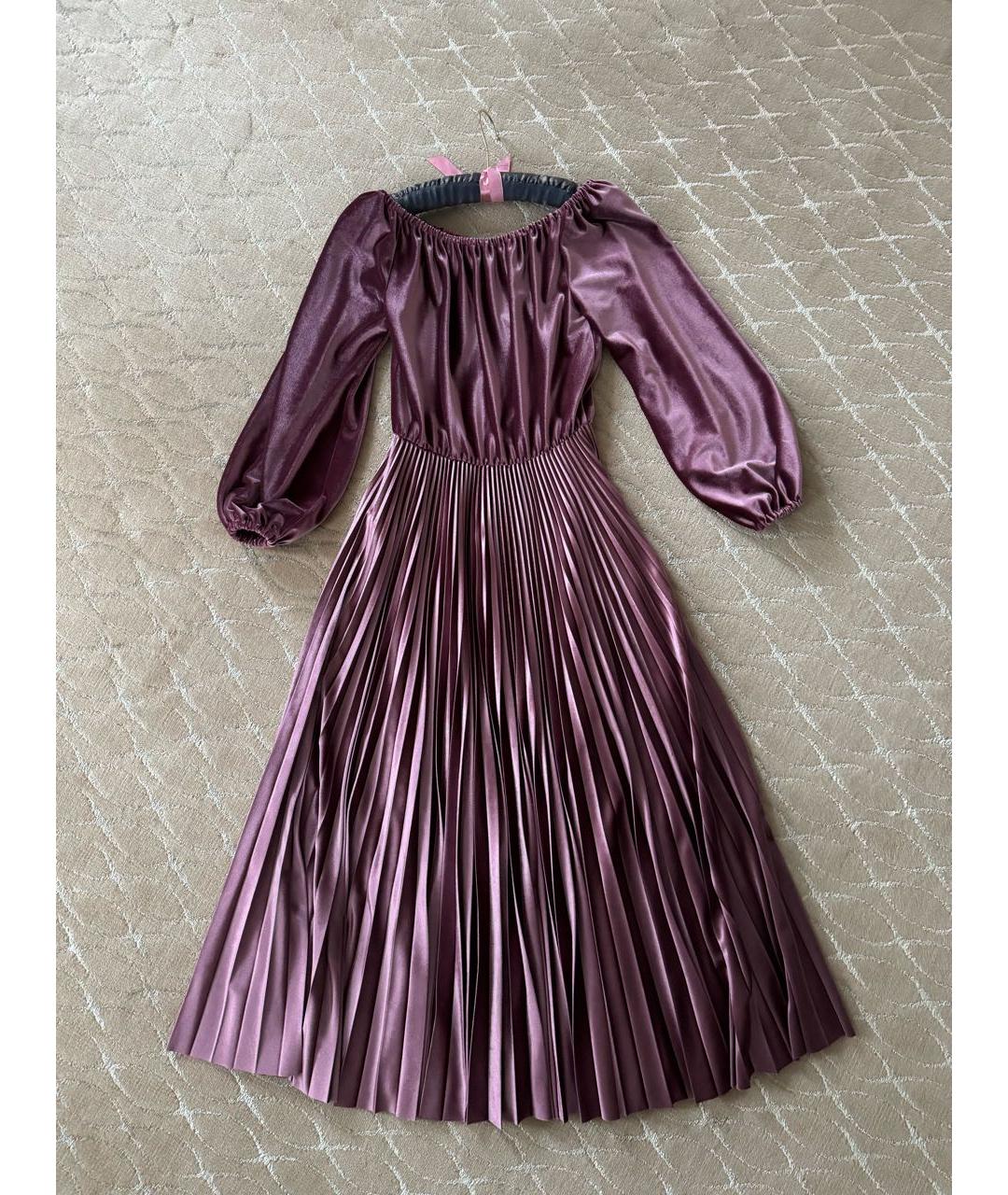 VALENTINO Бордовое полиэстеровое коктейльное платье, фото 2