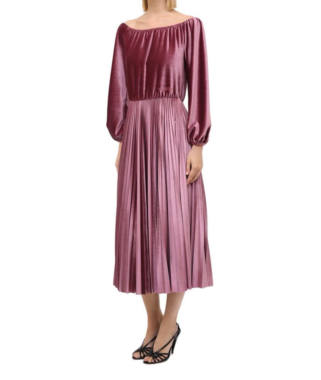 VALENTINO Бордовое полиэстеровое коктейльное платье, фото 3