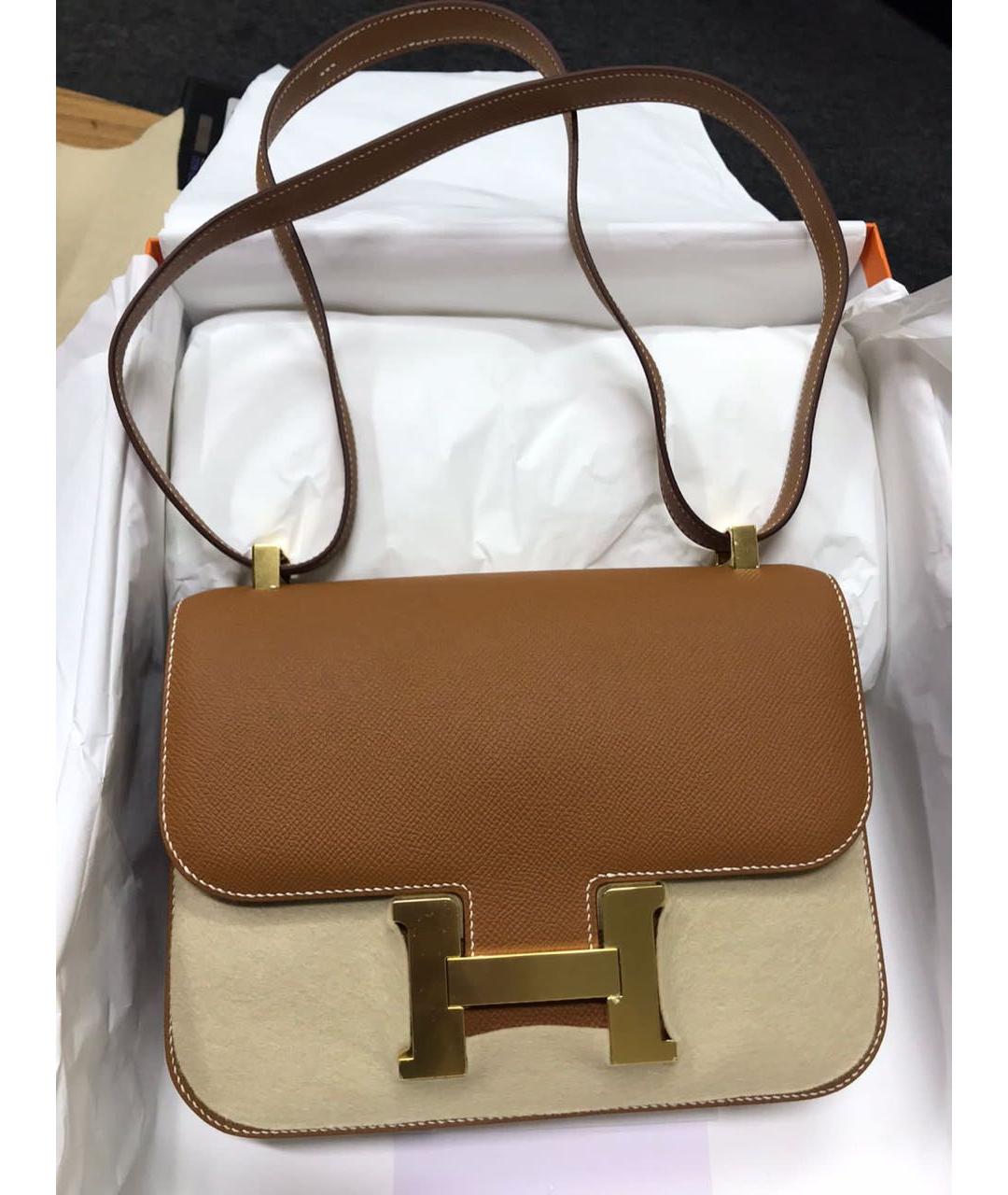 HERMES Коричневая кожаная сумка через плечо, фото 4