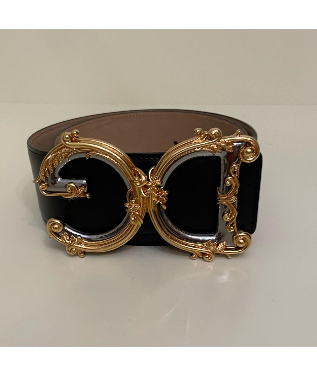 DOLCE&GABBANA Черный кожаный ремень, фото 2
