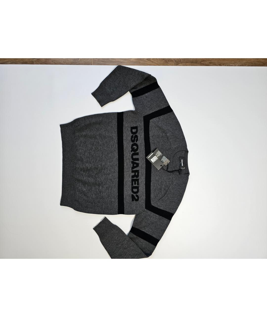DSQUARED2 Серый шерстяной джемпер / свитер, фото 3