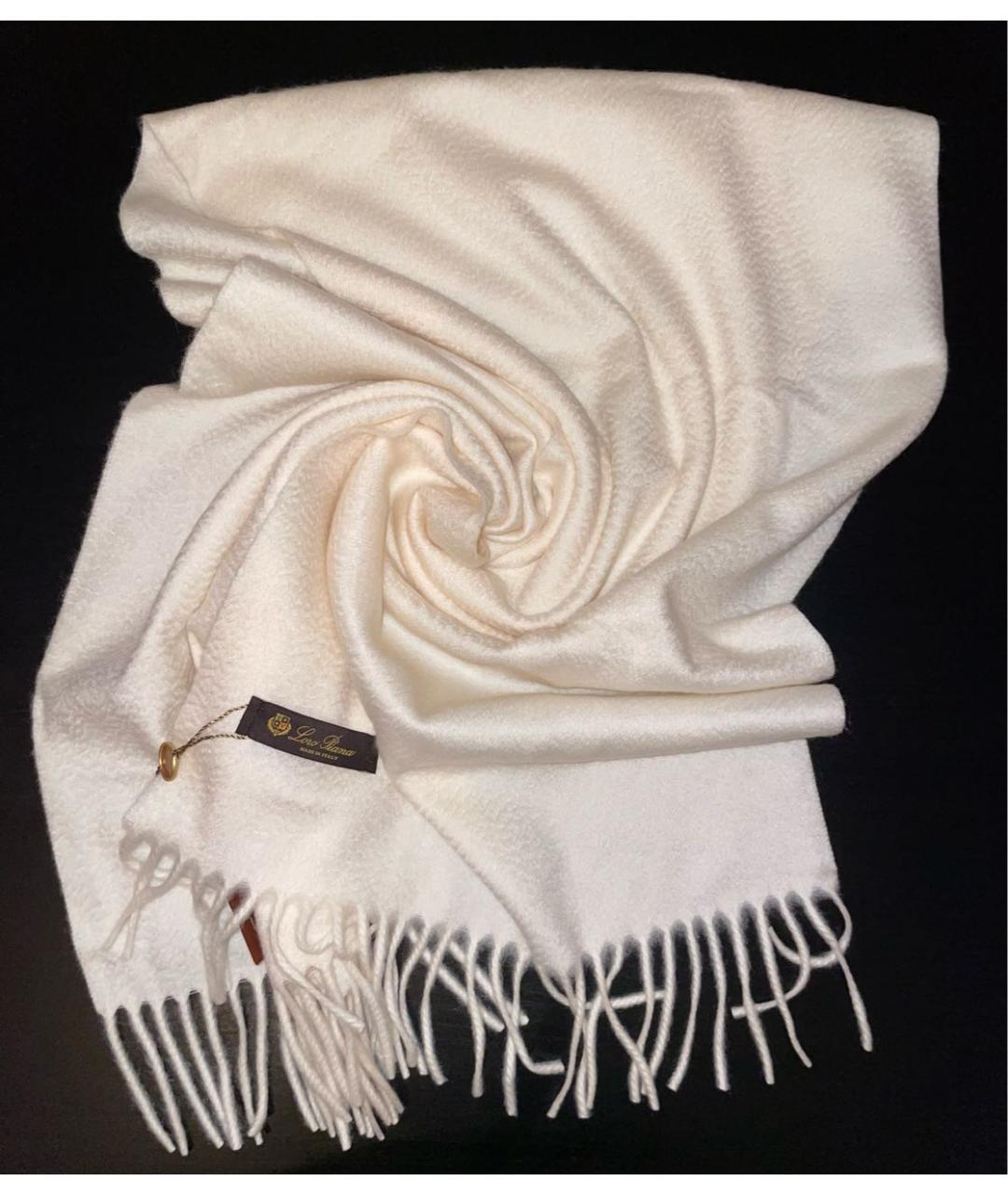 LORO PIANA Белый кашемировый шарф, фото 8