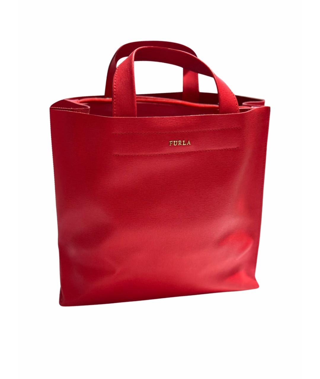 FURLA Красная кожаная сумка тоут, фото 1