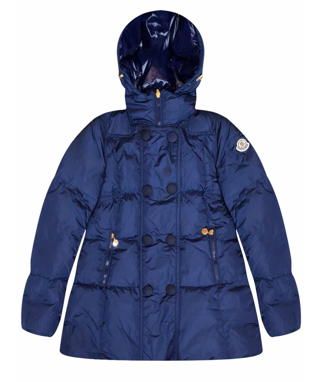 MONCLER Синий полиамидовый пуховик, фото 1