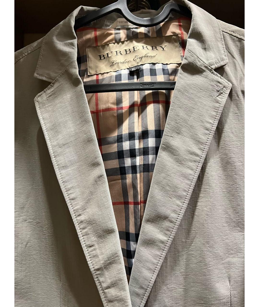 BURBERRY Серый хлопковый пиджак, фото 4