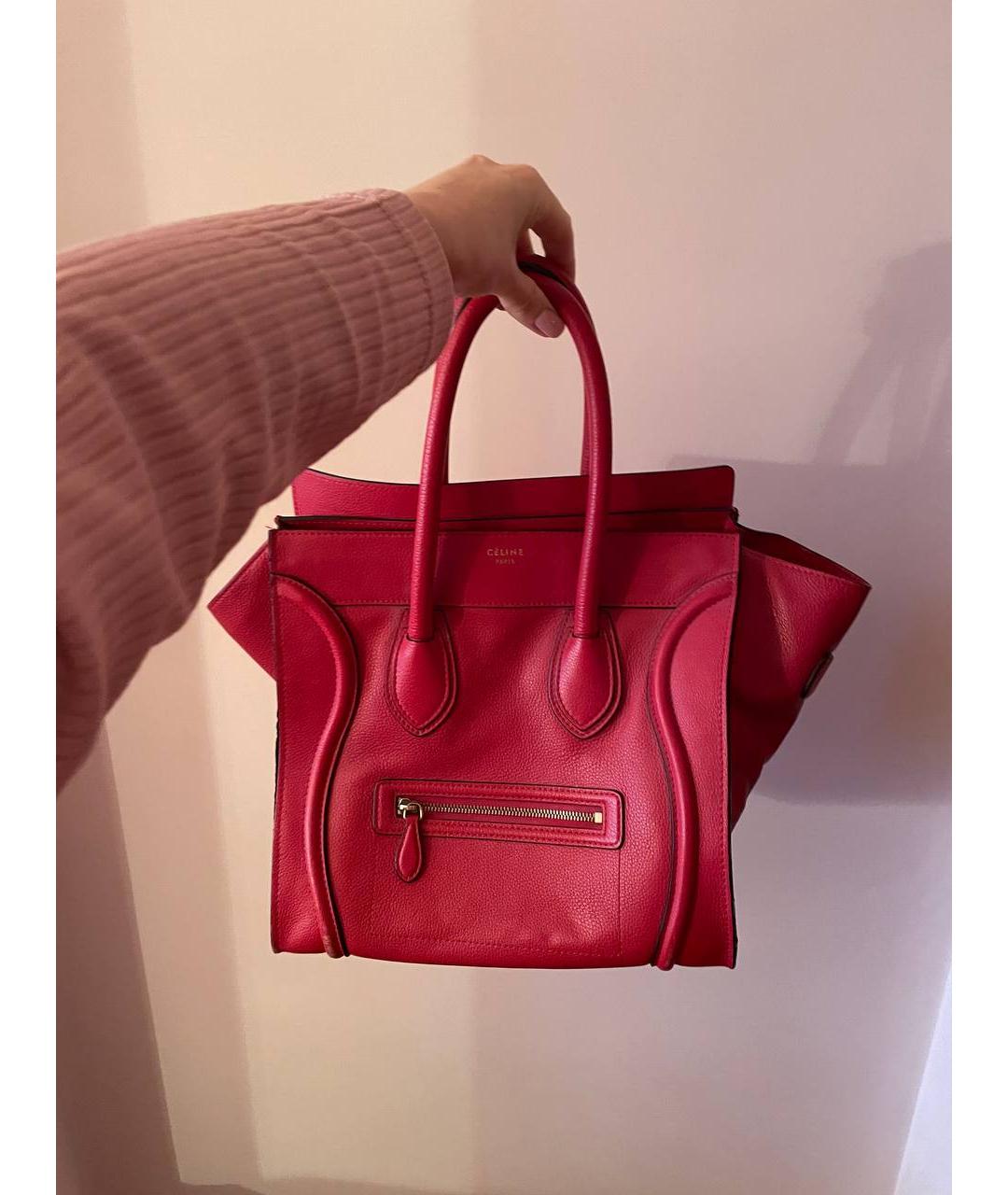 CELINE PRE-OWNED Красная кожаная сумка с короткими ручками, фото 6
