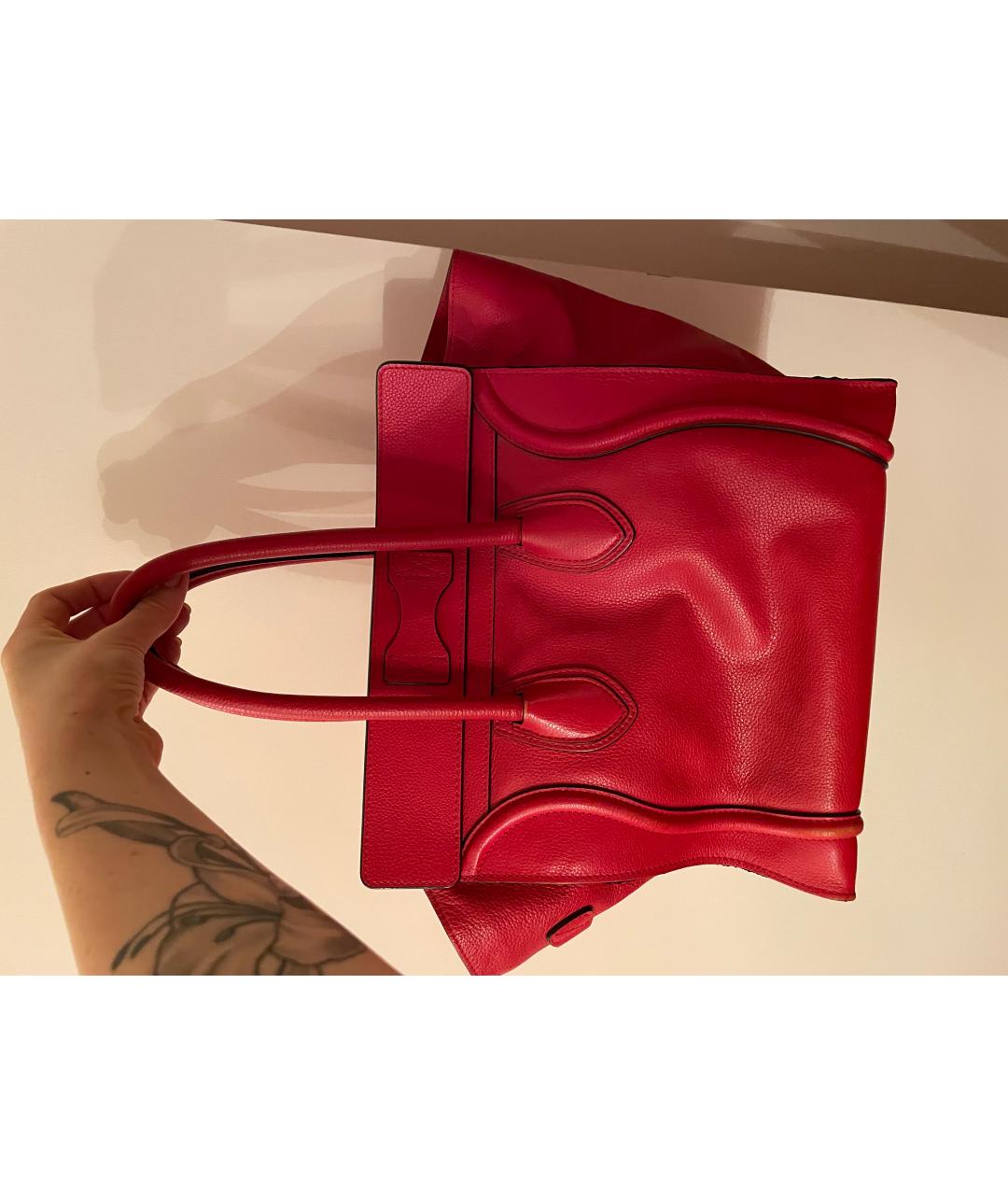 CELINE PRE-OWNED Красная кожаная сумка с короткими ручками, фото 3