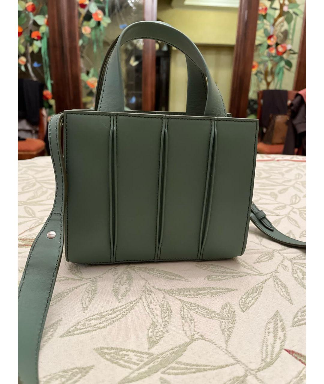 MAX MARA Зеленая кожаная сумка с короткими ручками, фото 3