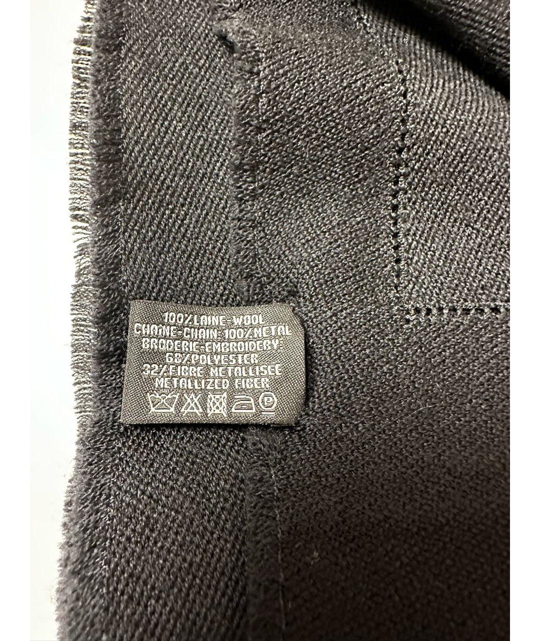 CHANEL Черный шерстяной платок, фото 7