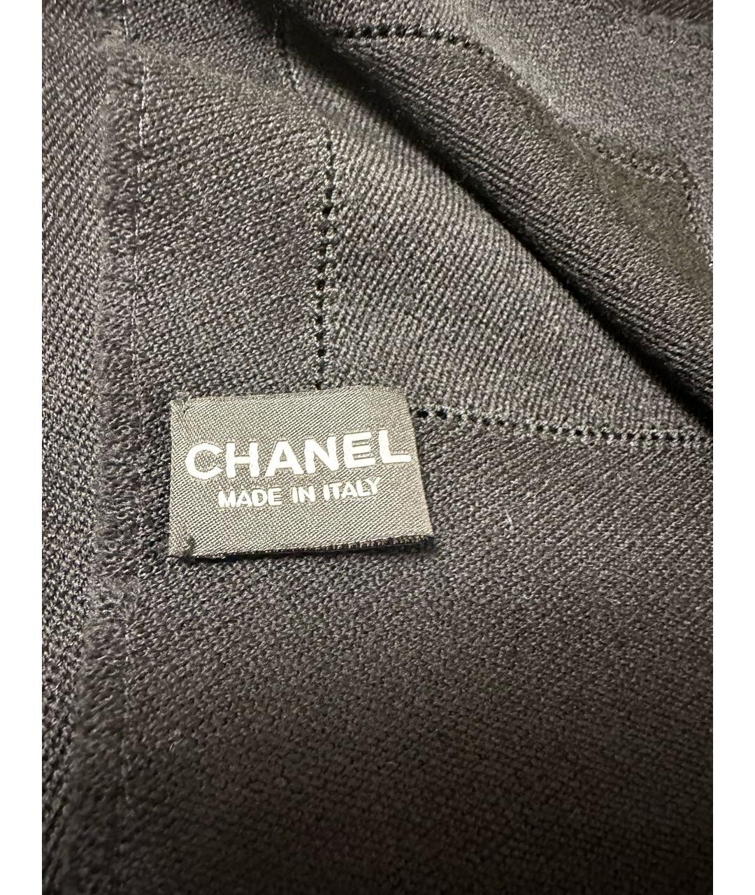 CHANEL Черный шерстяной платок, фото 8