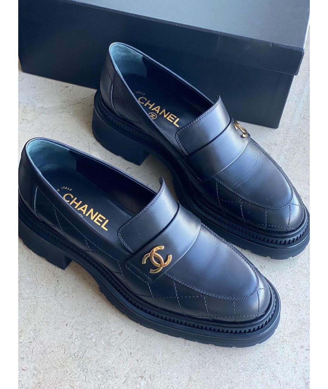 CHANEL Черные кожаные лоферы, фото 2