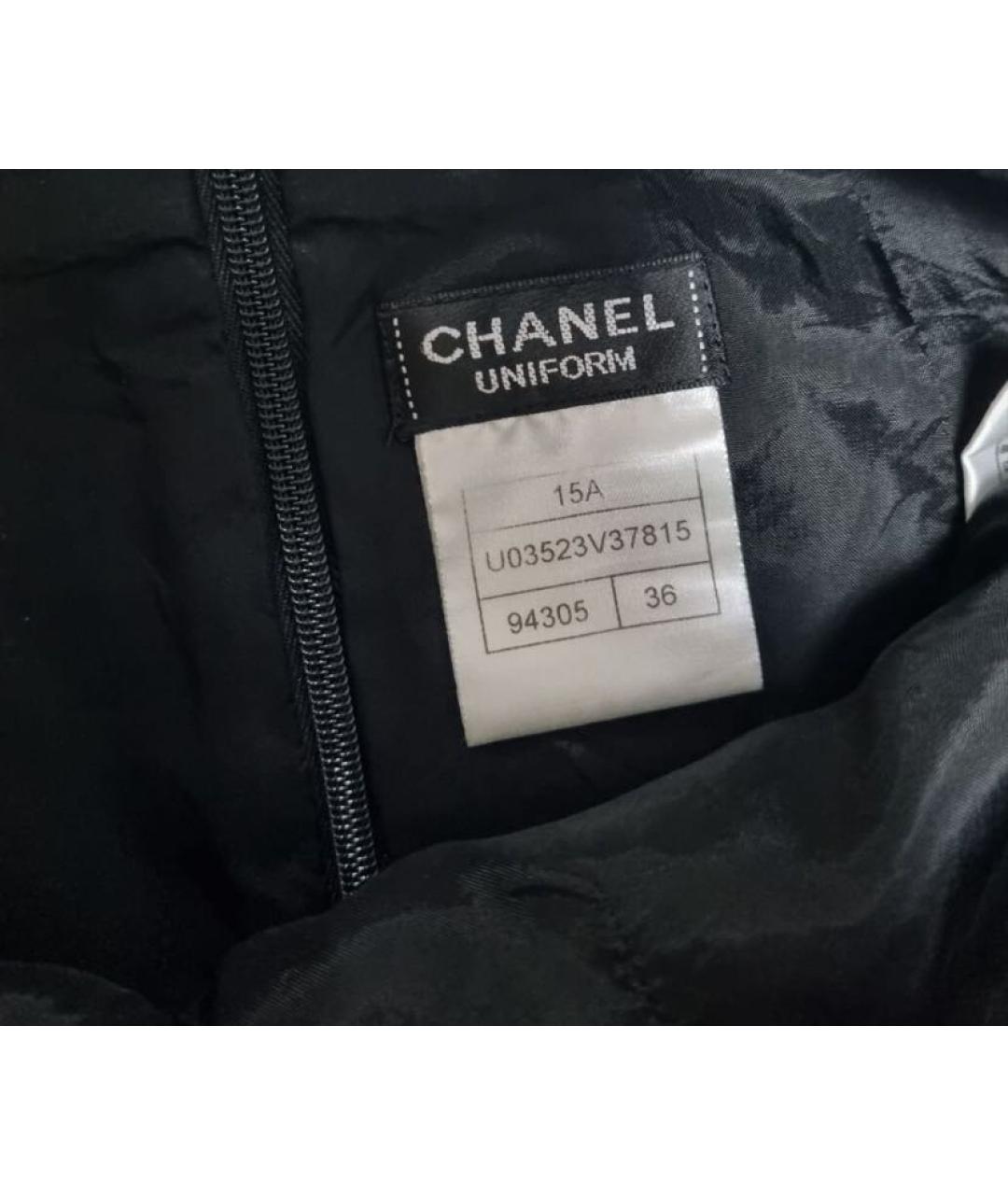 CHANEL PRE-OWNED Черная хлопко-эластановая юбка мини, фото 3