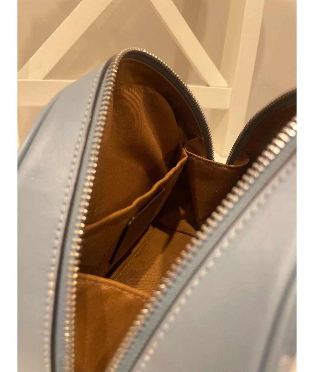 COACH Голубая кожаная сумка с короткими ручками, фото 4