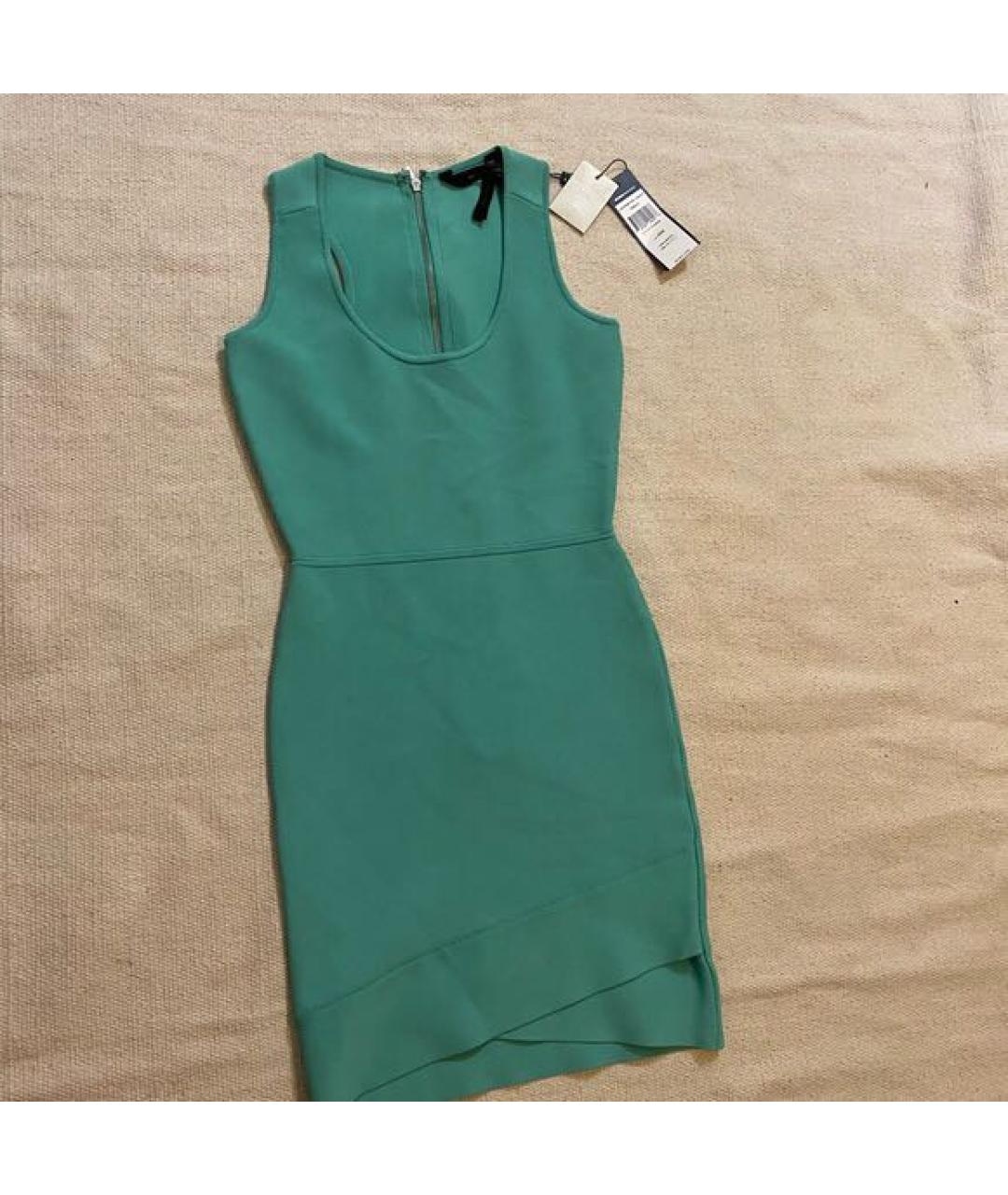 BCBG MAXAZRIA Бирюзовое вискозное повседневное платье, фото 9