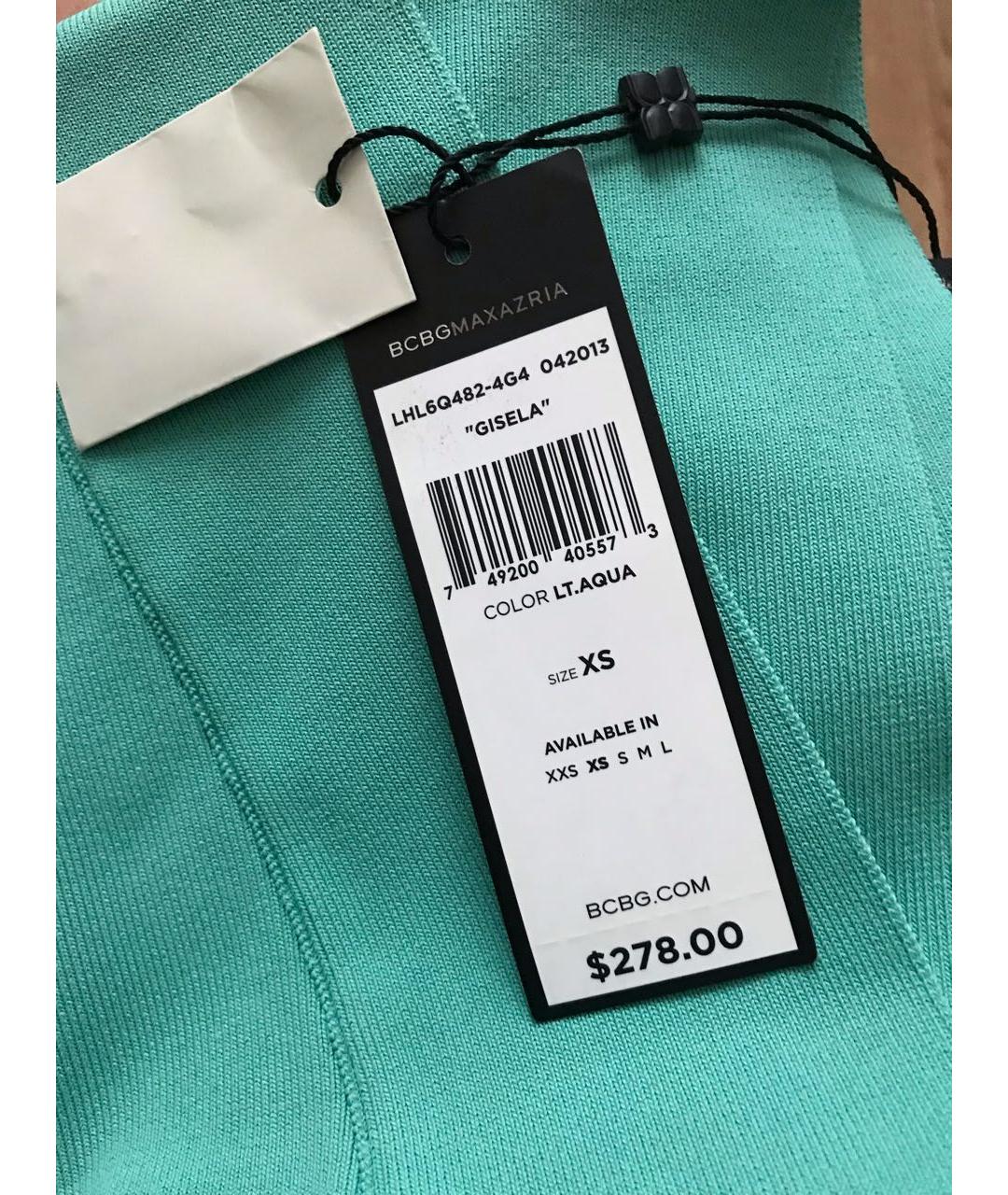 BCBG MAXAZRIA Бирюзовое вискозное повседневное платье, фото 8