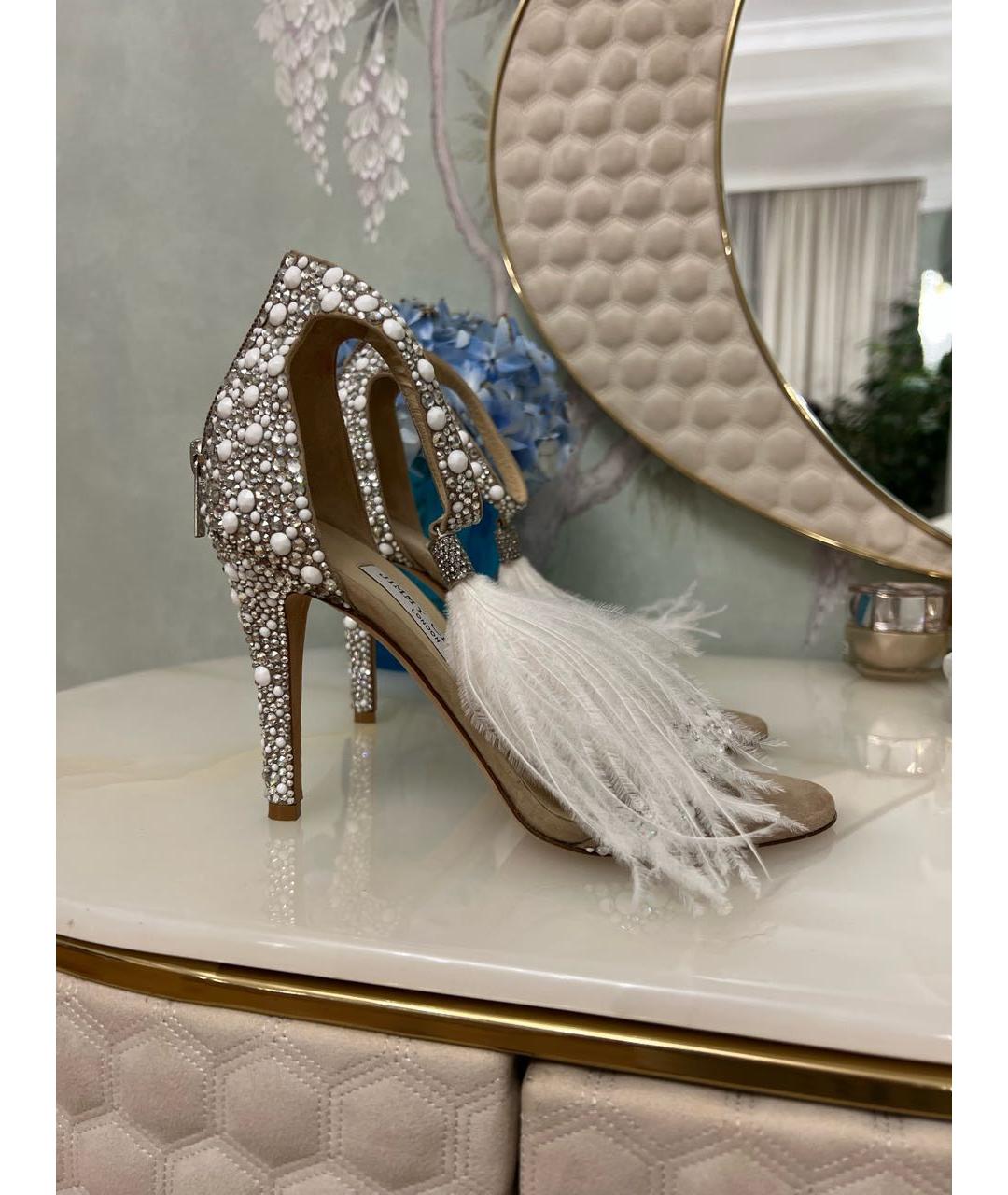 JIMMY CHOO Бежевые замшевые босоножки, фото 2