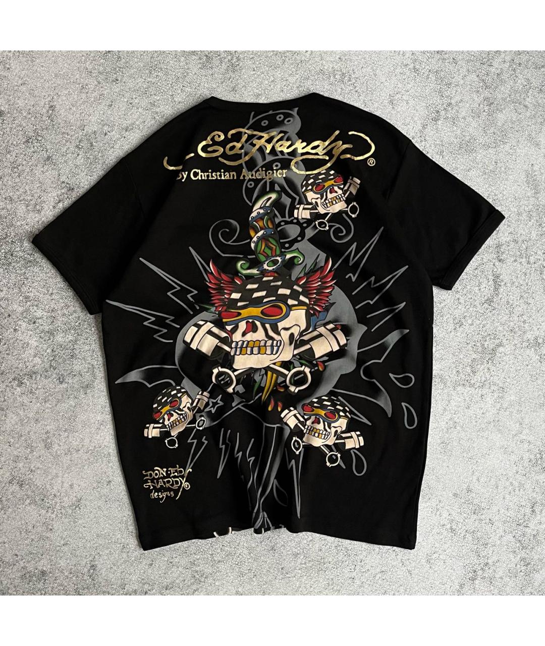 ED HARDY Черная хлопковая футболка, фото 2