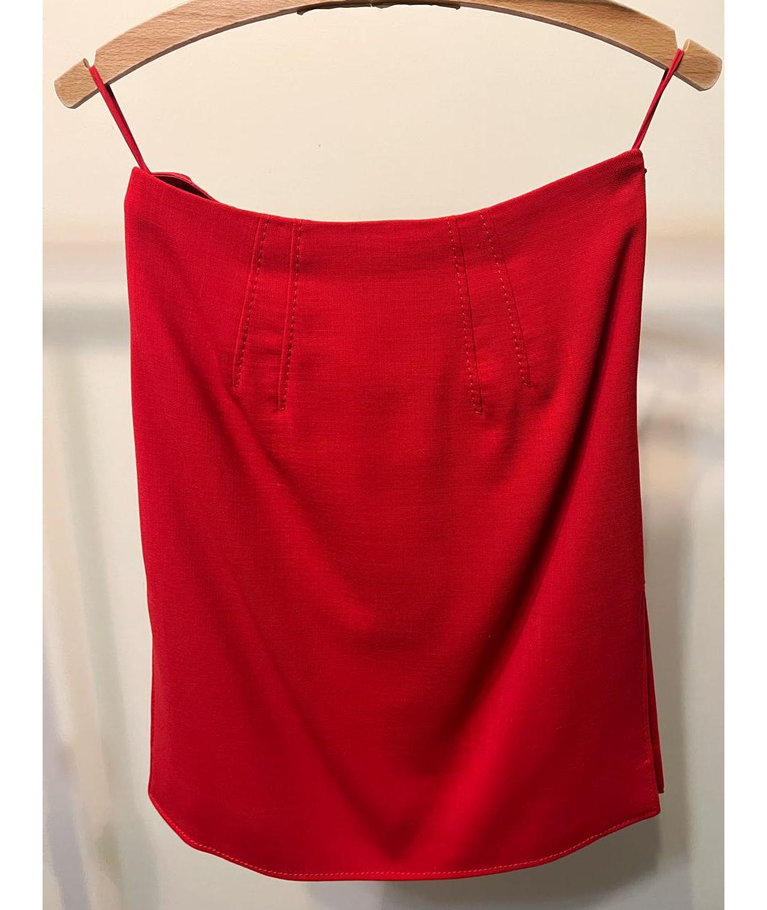 VALENTINO Красная шерстяная юбка мини, фото 5