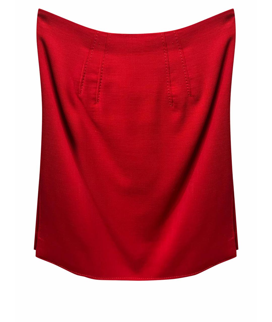 VALENTINO Красная шерстяная юбка мини, фото 1