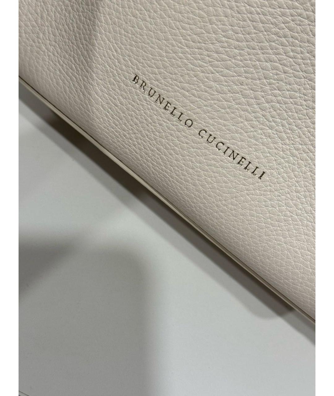 BRUNELLO CUCINELLI Бежевая кожаная сумка через плечо, фото 5