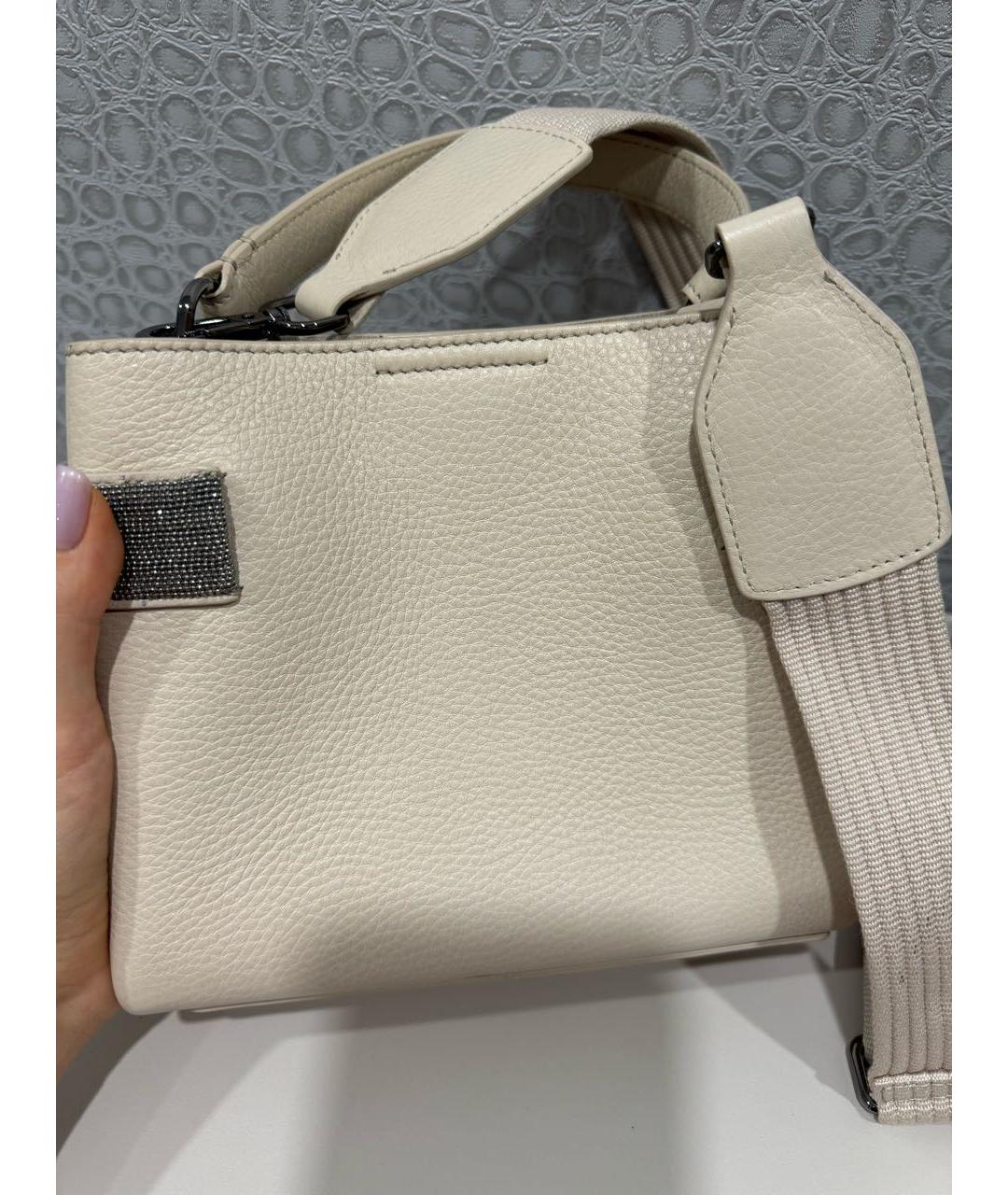 BRUNELLO CUCINELLI Бежевая кожаная сумка через плечо, фото 2