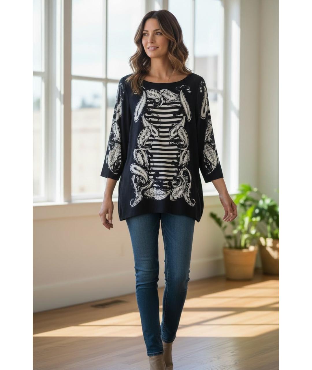 ESCADA Темно-синяя вискозная блузы, фото 4