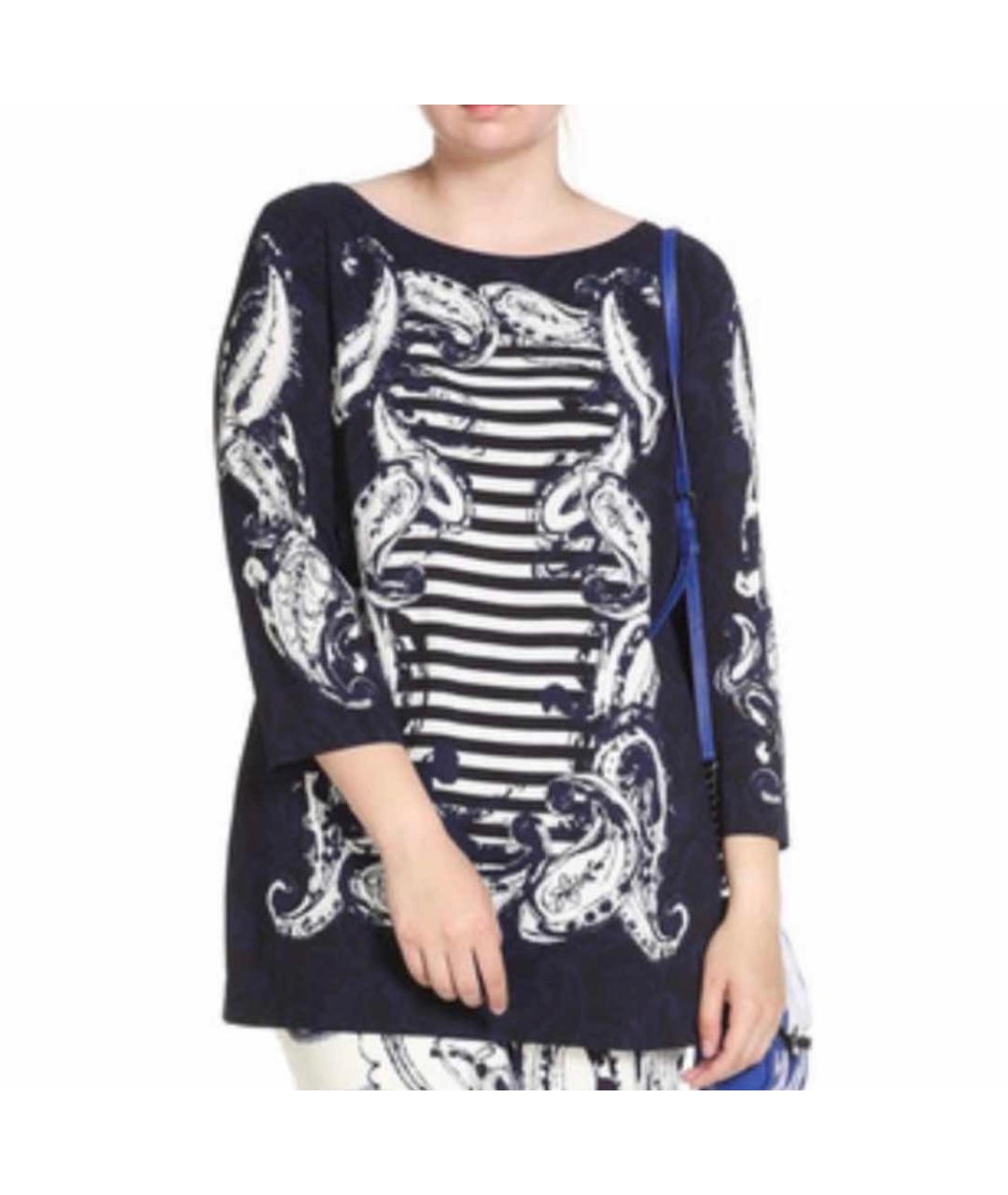 ESCADA Темно-синяя вискозная блузы, фото 4