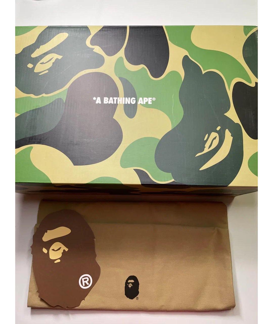 A BATHING APE Желтые кожаные высокие кроссовки / кеды, фото 7