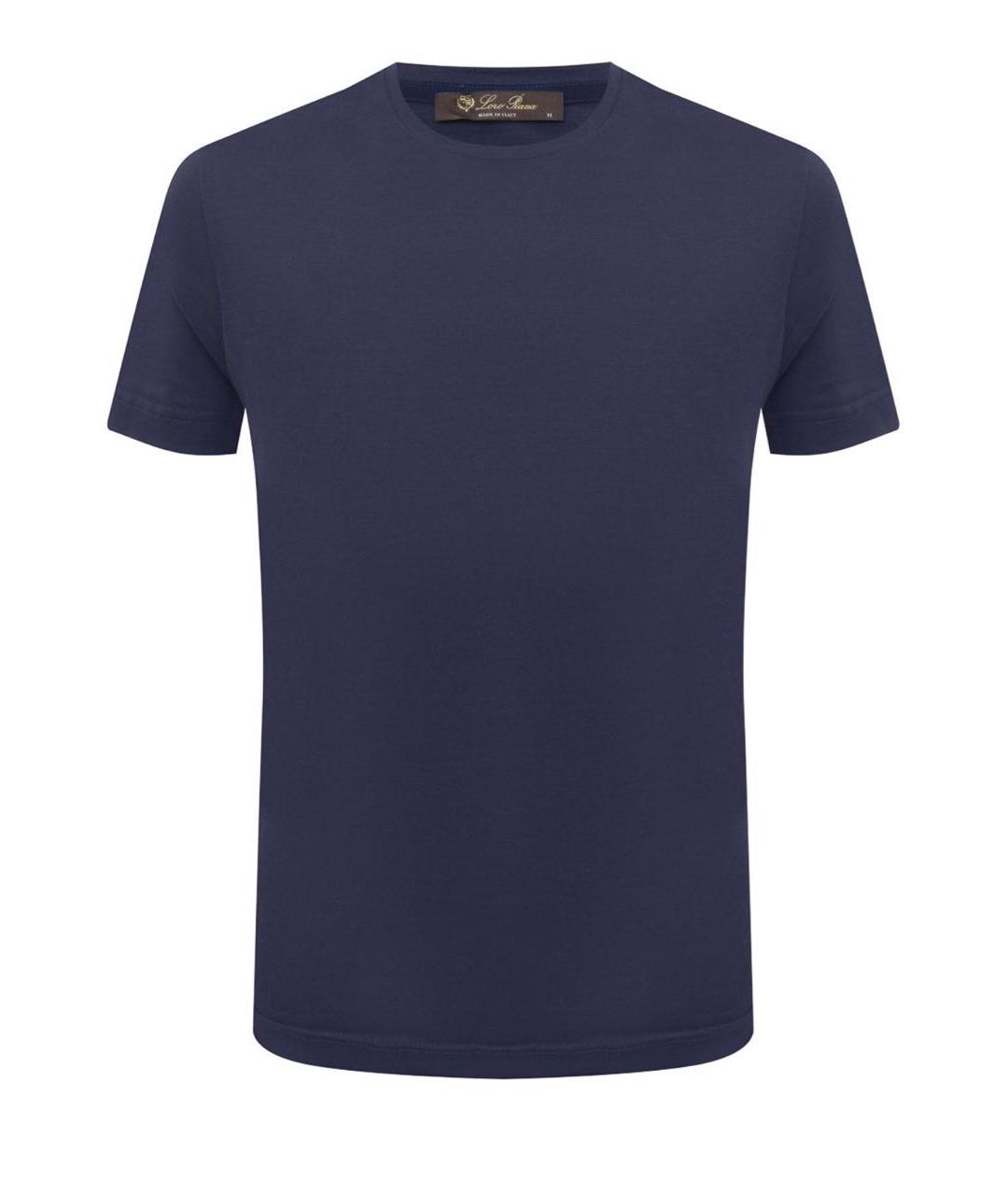 LORO PIANA Темно-синяя хлопковая футболка, фото 1