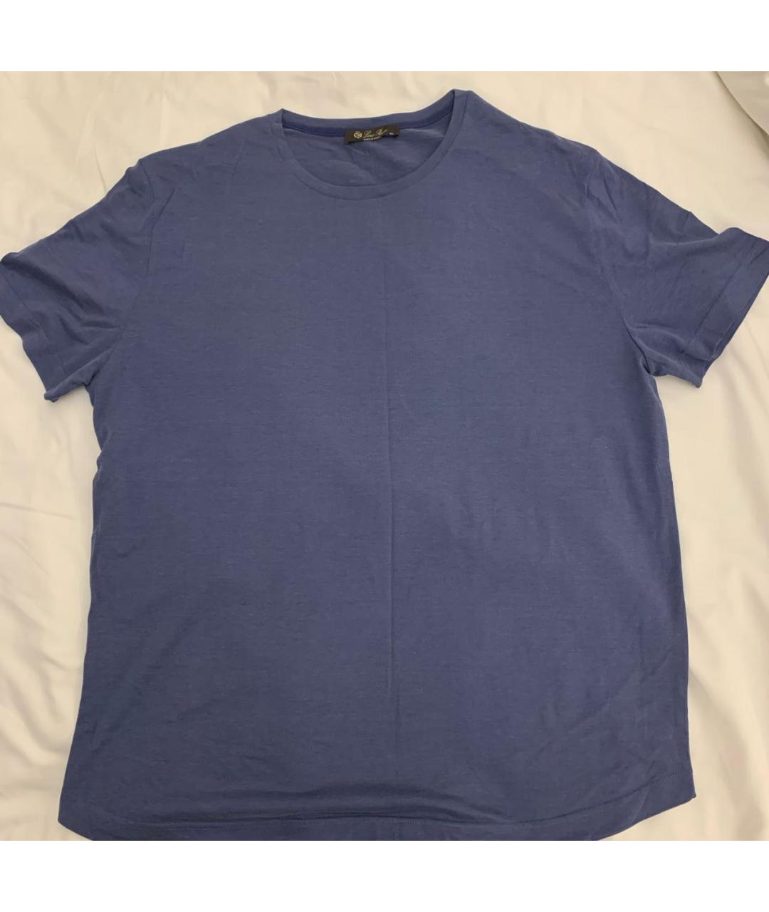 LORO PIANA Темно-синяя хлопковая футболка, фото 3