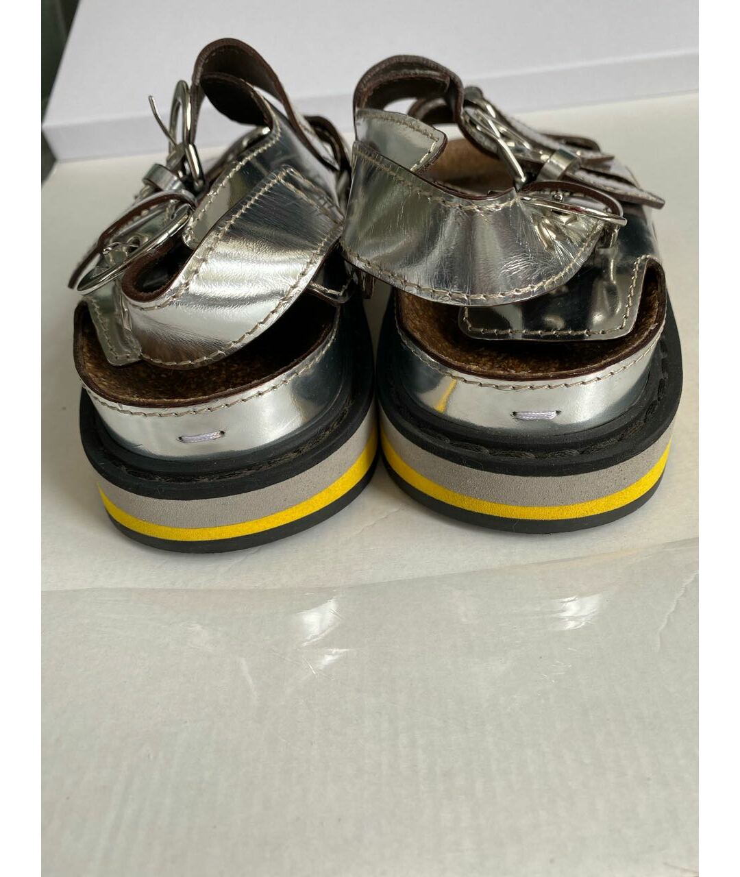 MAISON MARGIELA Серебряные кожаные сандалии, фото 4