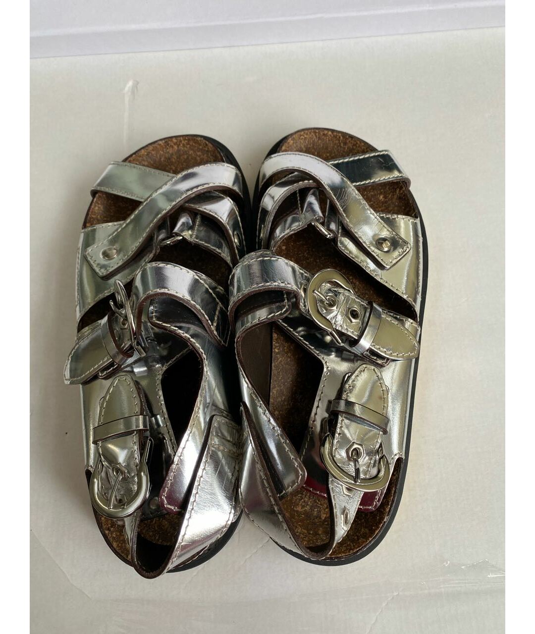 MAISON MARGIELA Серебряные кожаные сандалии, фото 3