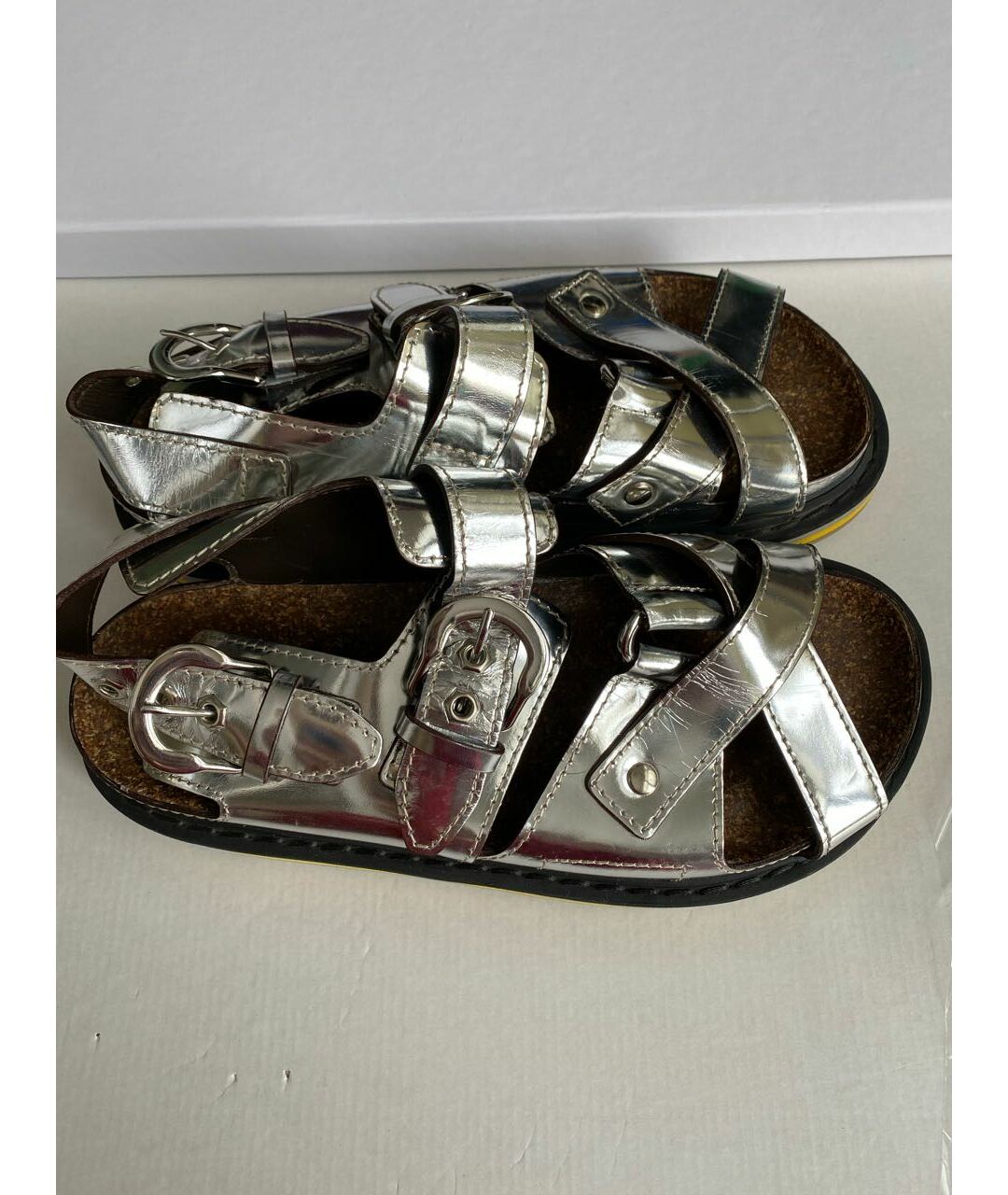 MAISON MARGIELA Серебряные кожаные сандалии, фото 6