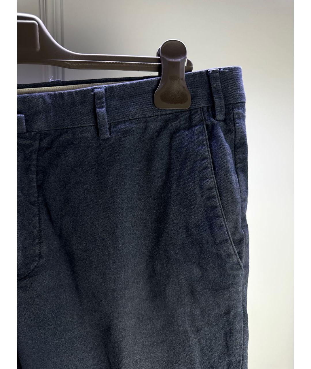 LORO PIANA Темно-синие хлопковые брюки чинос, фото 3