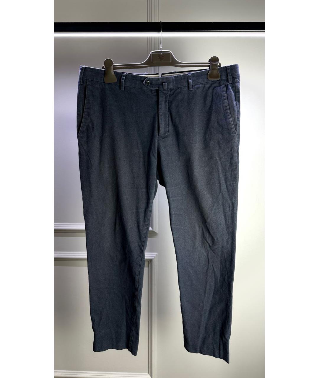 LORO PIANA Темно-синие хлопковые брюки чинос, фото 5