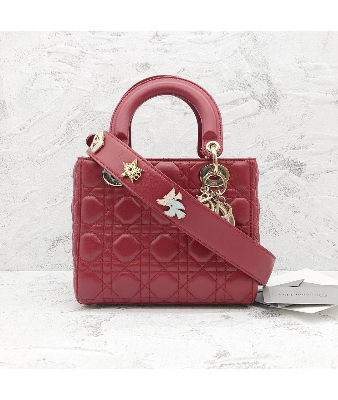 CHRISTIAN DIOR Красная кожаная сумка с короткими ручками, фото 8