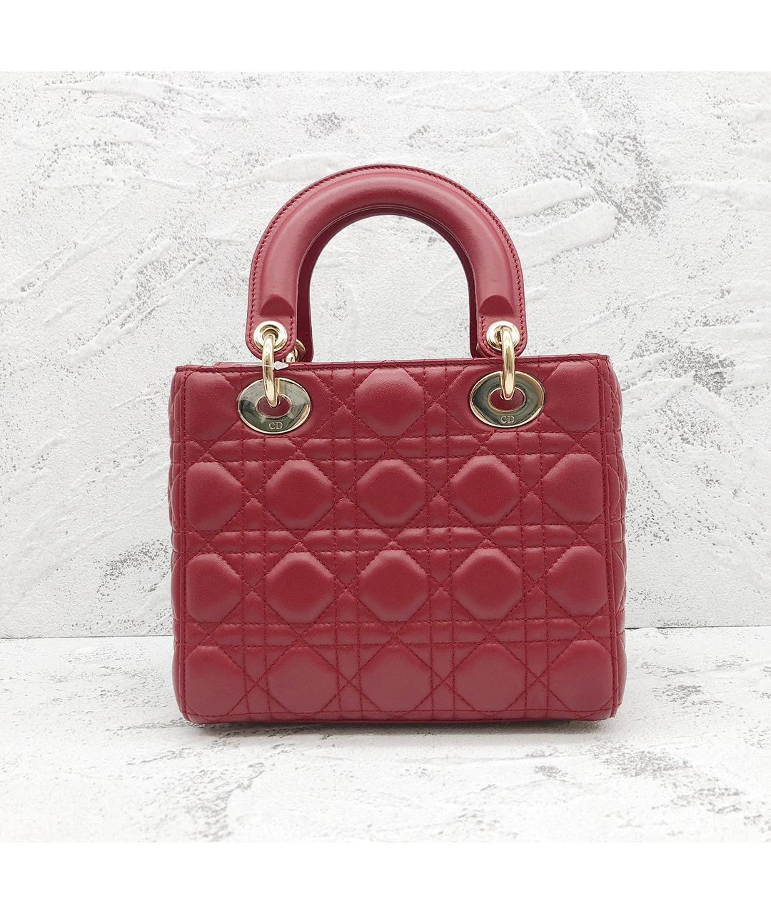 CHRISTIAN DIOR Красная кожаная сумка с короткими ручками, фото 2