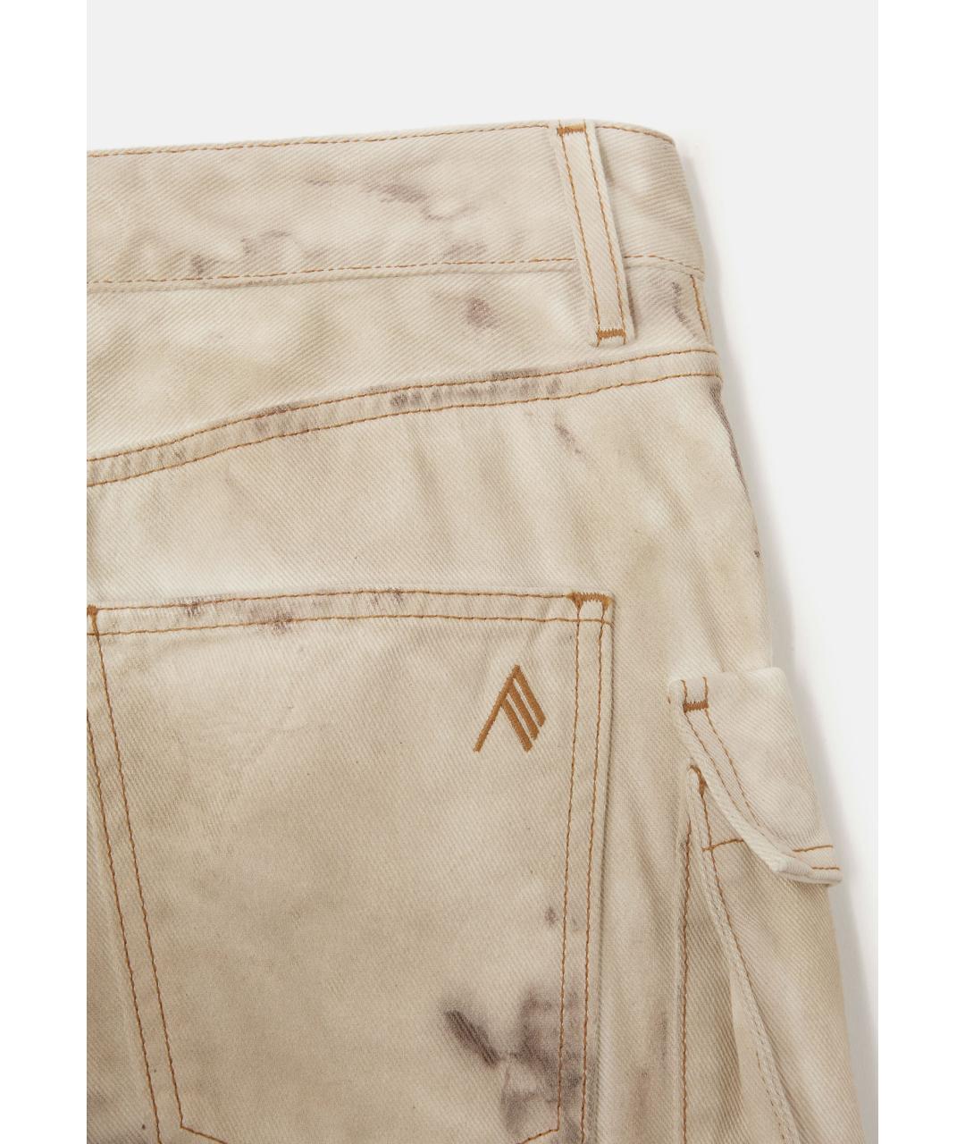 THE ATTICO Бежевые хлопковые прямые джинсы, фото 4