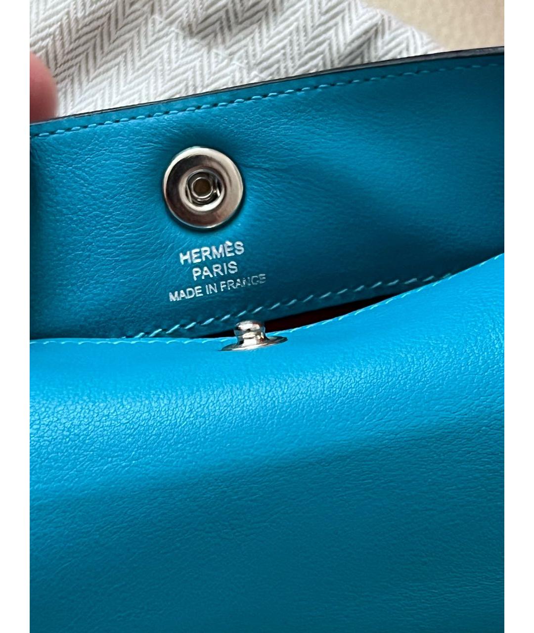 HERMES Голубая кожаная косметичка, фото 4