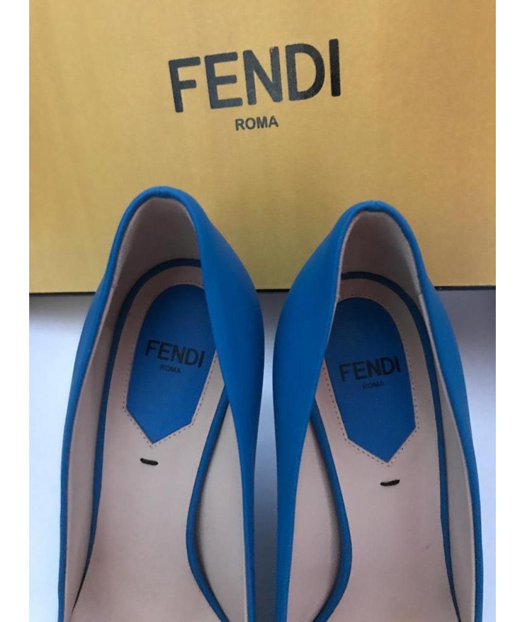 FENDI Синие кожаные туфли, фото 7