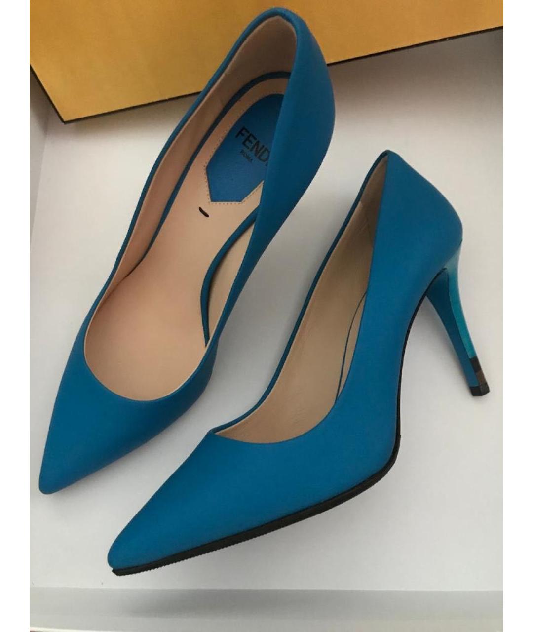 FENDI Синие кожаные туфли, фото 2