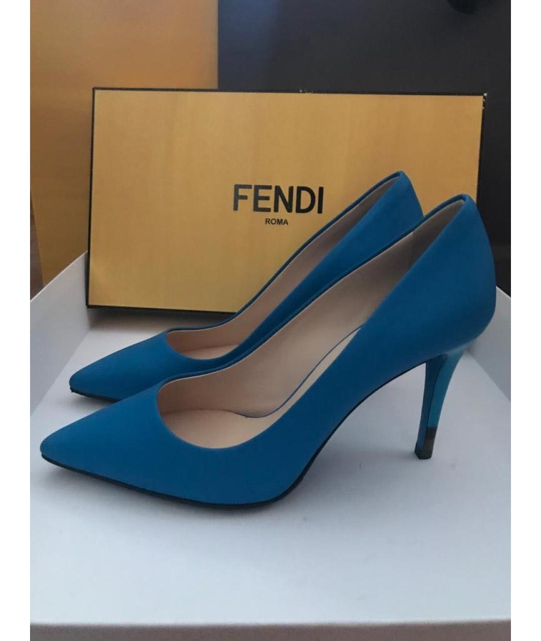 FENDI Синие кожаные туфли, фото 9