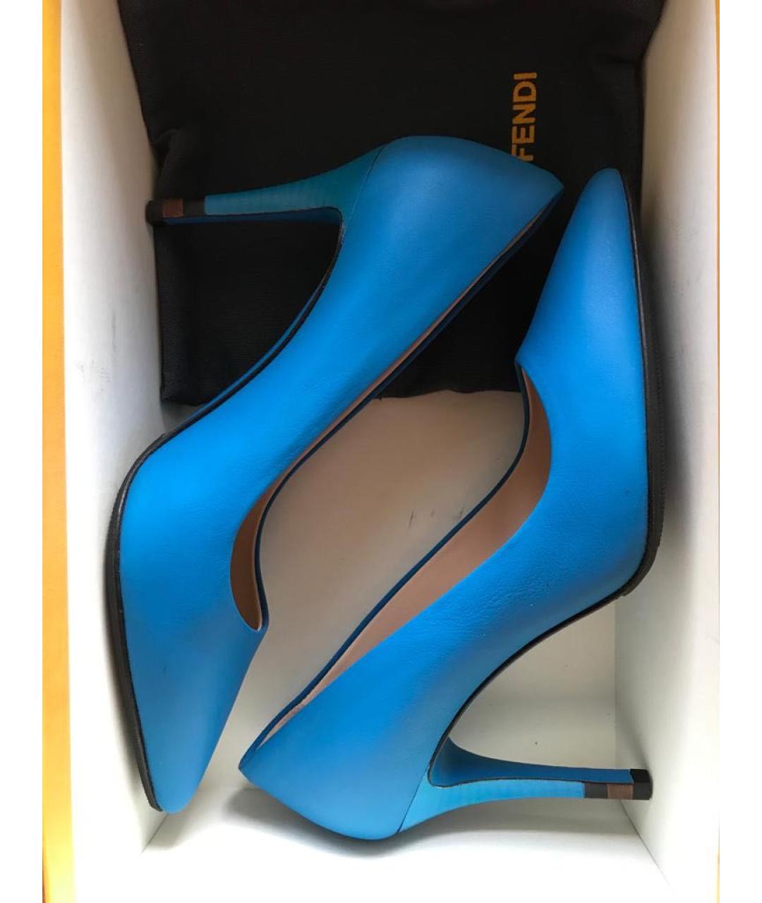FENDI Синие кожаные туфли, фото 3