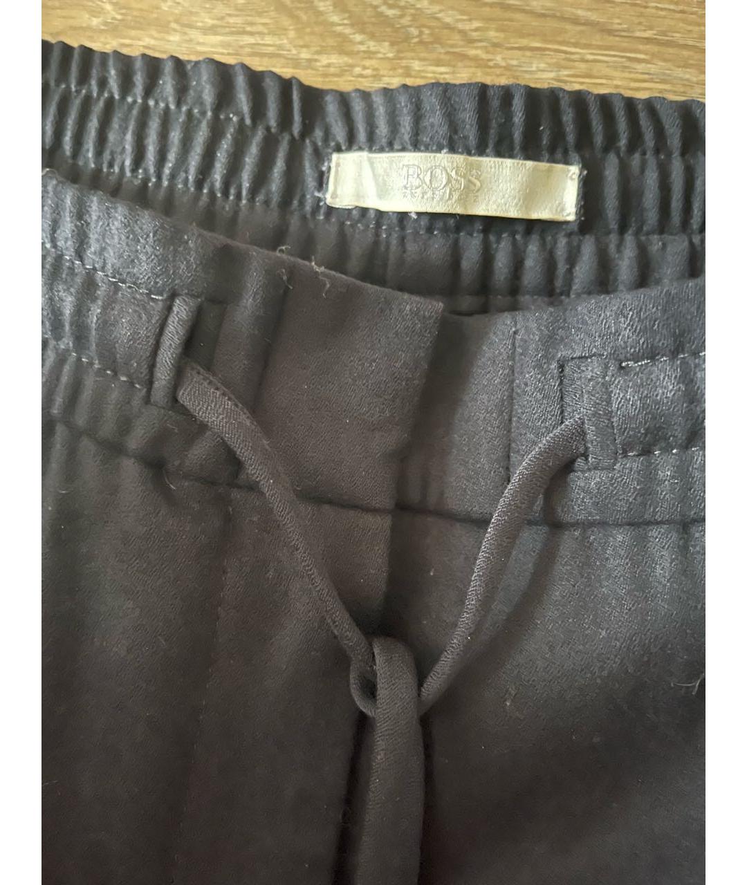HUGO BOSS Темно-синие шерстяные прямые брюки, фото 4